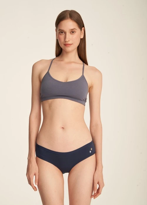 冬日氣息．緊帶中腰三角內褲（釉瓷藍-刺繡許願星）