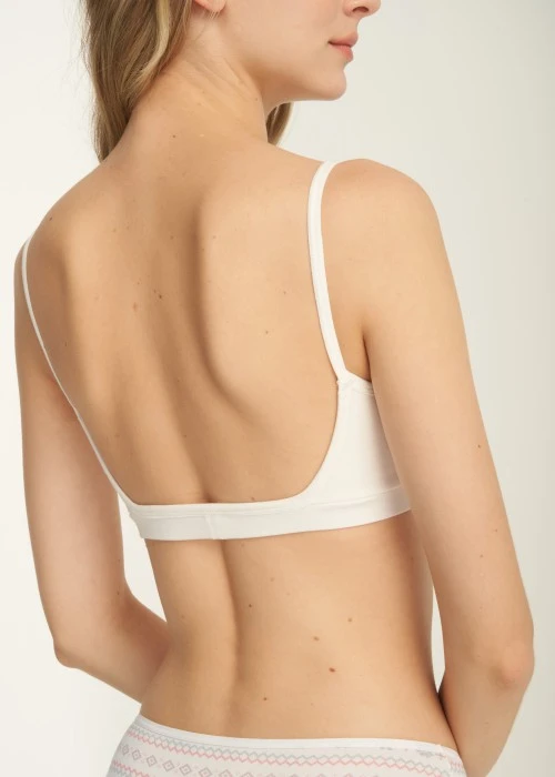 Snowflake．一片杯棉質露背短版 Bra Top（米白）