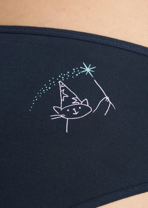 抗菌系列．細邊中腰三角內褲（釉瓷藍-魔法貓）