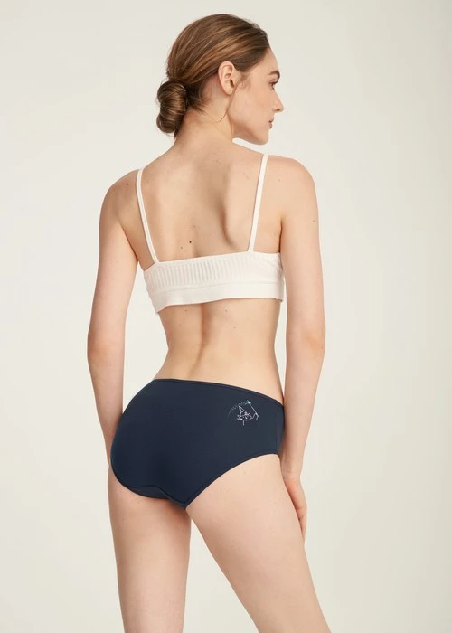 抗菌系列．細邊中腰三角內褲（釉瓷藍-魔法貓）