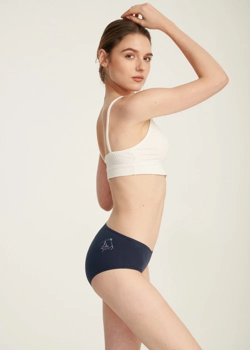 抗菌系列．細邊中腰三角內褲(釉瓷藍-魔法貓)