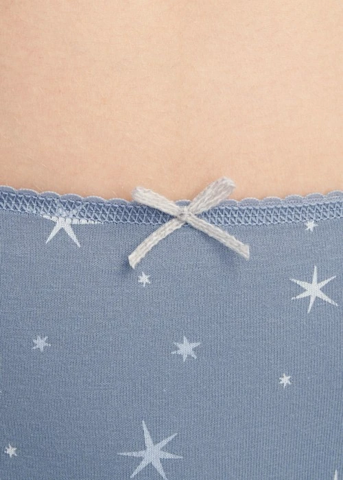 Hygiene Series．High Rise Cotton Picot Elastic Brief Panty(Crystal Stars)