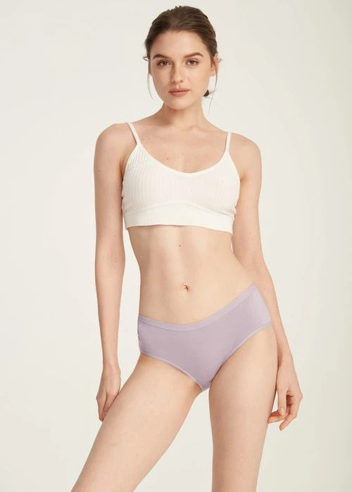 抗菌系列．緊帶高腰三角內褲(花神紫-刺繡鈕扣)