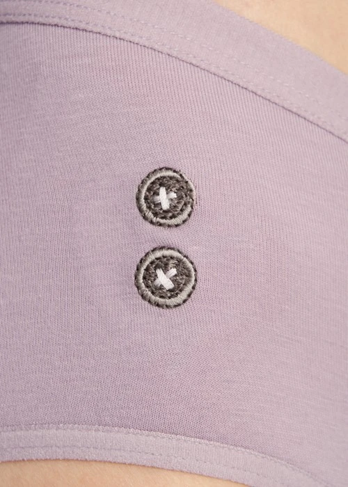 抗菌系列．緊帶高腰三角內褲(花神紫-刺繡鈕扣)