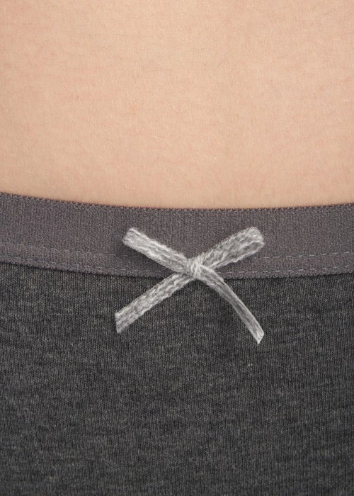 抗菌系列．交叉美臀中腰三角內褲(深麻灰-針織蝴蝶結)