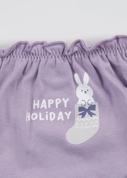 女童三入組_ 抗菌系列．抓皺花苞三角內褲(雪國童話)