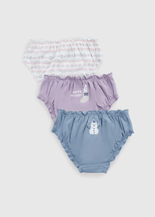 (3-Pack) Hygiene Series．Girls Ruffled Brief Panty(Snow Fairy Tale)