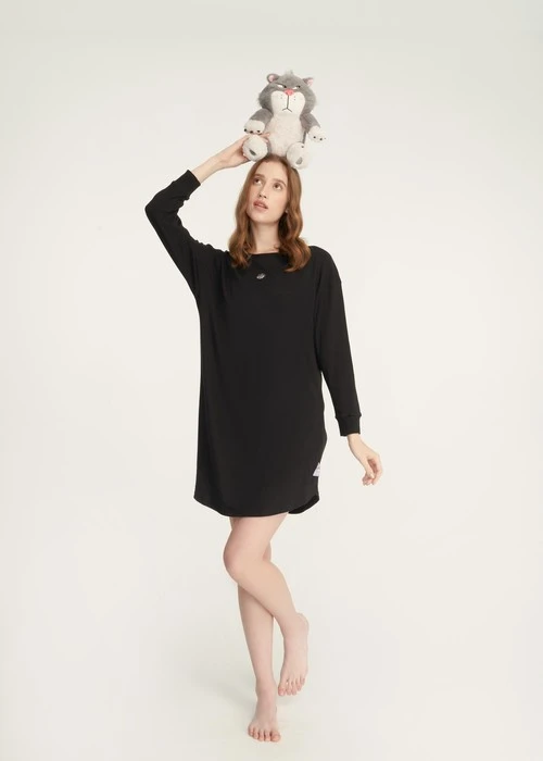 連身_迪士尼貓狗系列．純棉落肩居家長袖睡衣(芭蕾粉-瑪麗貓)