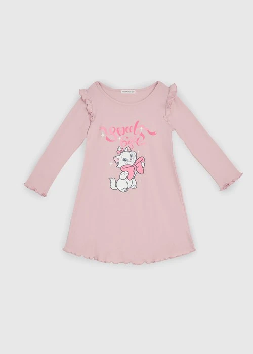 兒童連身_迪士尼貓狗系列．純棉長袖荷葉居家睡衣(芭蕾粉-Gift)