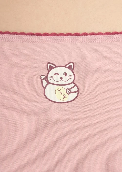 Make a Wish．Mid Rise Cotton Picot Elastic Brief Panty（Peachskin）