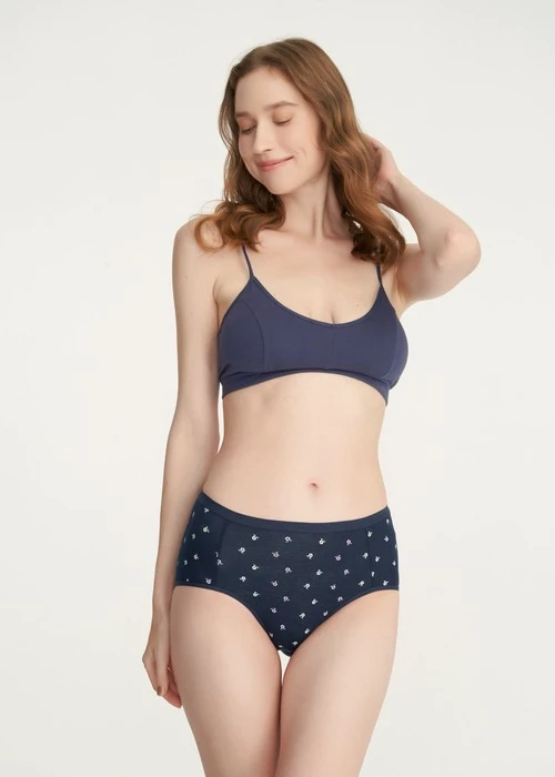 XXL 花開好運．高腰三角內褲(釉瓷藍-有錢花)