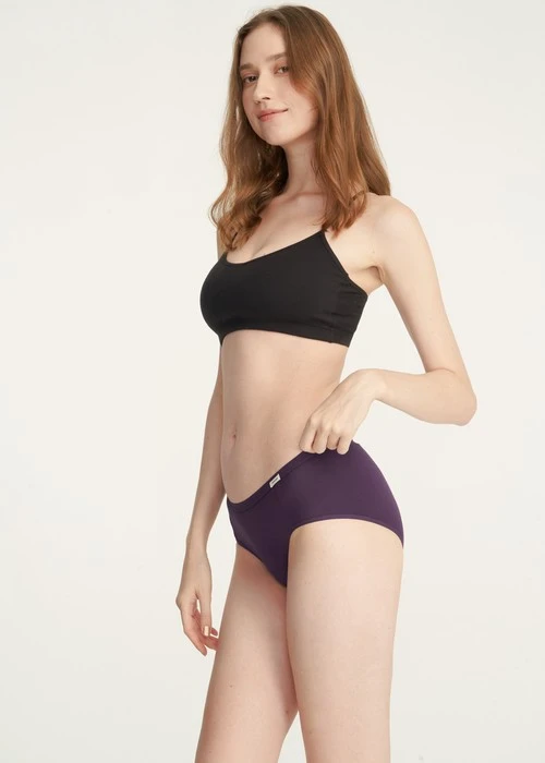 Classic．Mid Rise Cotton Brief Panty(Blue Shadow)