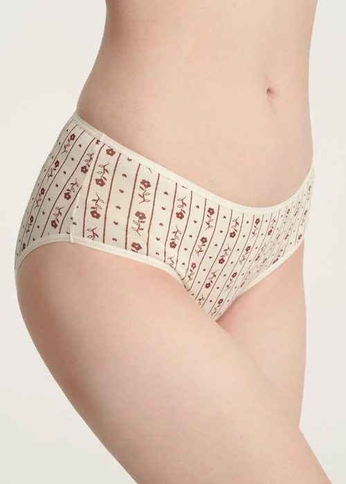 心願．細邊中腰三角內褲（蛋奶白-紅梅心語）