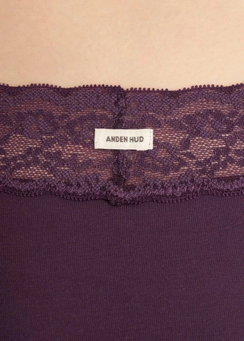 XXL Classic．High Rise Cotton V Lace Waist Brief Panty(Total Eclipse)