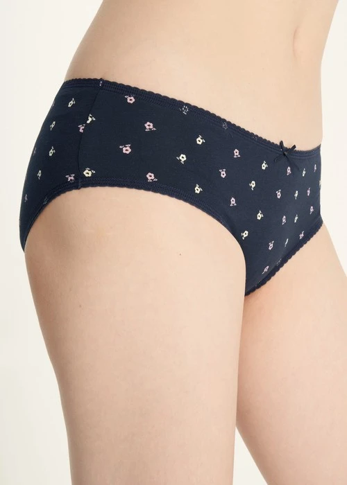Make a Wish．Mid Rise Cotton Picot Elastic Brief Panty（Tiny Blessing Flowers）
