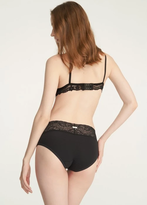 經典純色．V蕾絲中腰三角內褲(幻藍)