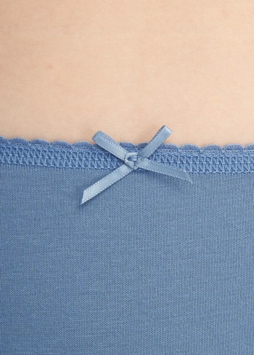 Classic．Mid Rise Cotton Picot Elastic Brief Panty（Blue Shadow）