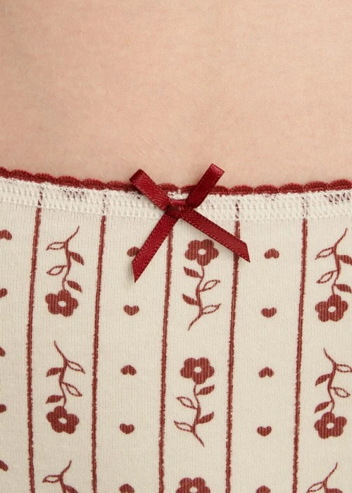 XXL 花開好運．花邊高腰三角內褲(釉瓷藍-煙花)