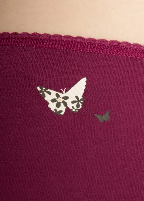 Make a Wish．Mid Rise Cotton Picot Elastic Brief Panty(Tiny Blessing Flowers)