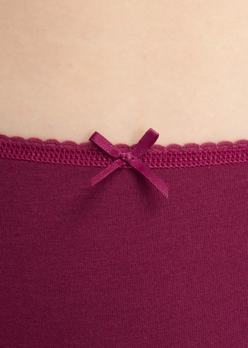 Classic．Mid Rise Cotton Picot Elastic Brief Panty（Blessing Red）