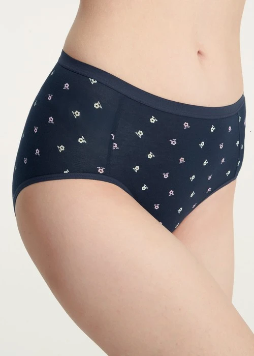 花開好運．高腰三角內褲(釉瓷藍-有錢花)