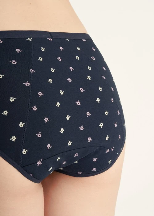 Blessing．高腰生理褲(釉瓷藍-小福花雨)