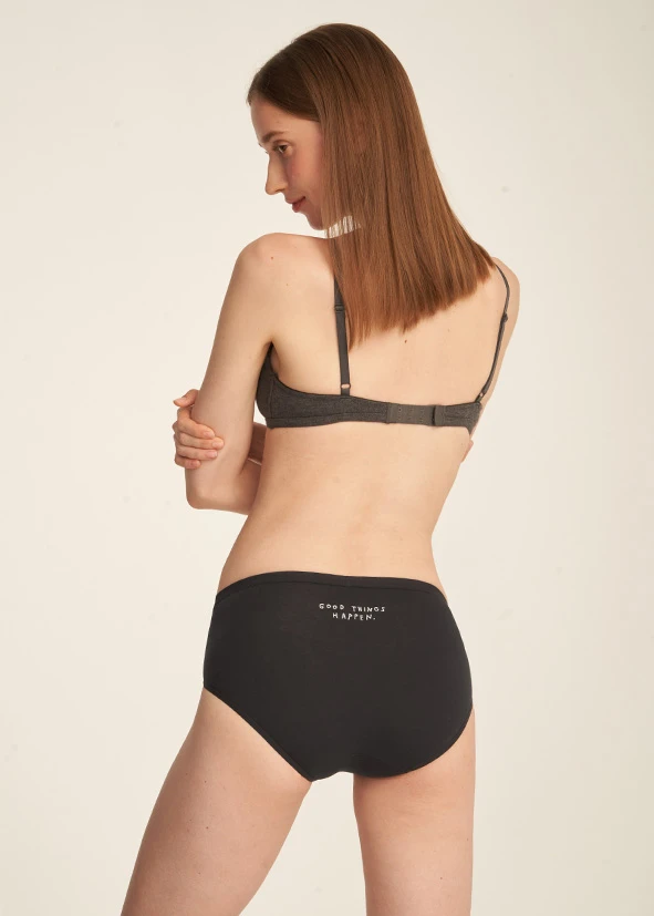 Winter Breath．Mid Rise Cotton Brief Panty(Total Eclipse)