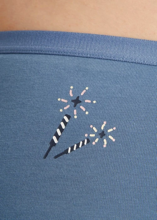 XXL 花開好運．緊帶高腰三角內褲(幻藍-仙女棒)