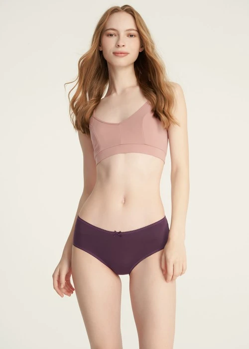 Make a Wish．Mid Rise Cotton Picot Elastic Brief Panty(Tiny Blessing Flowers)