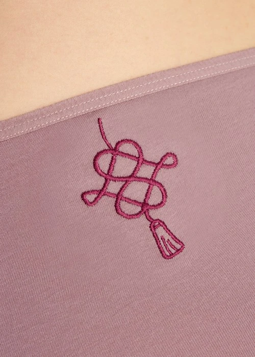 XXL 花開好運．細邊高腰三角內褲（復古玫瑰-刺繡中國結）