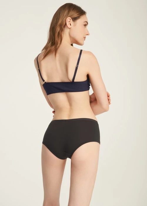 Classic．Mid Rise Cotton Shortie Panty(Black)