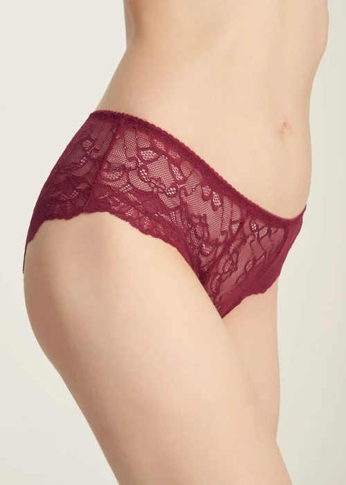 經典純色．訂製蕾絲中腰三角內褲（好運紅）