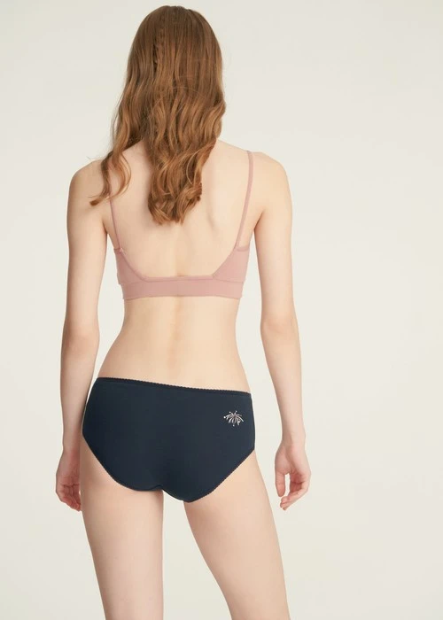 花開好運．花邊高腰三角內褲(釉瓷藍-煙花)