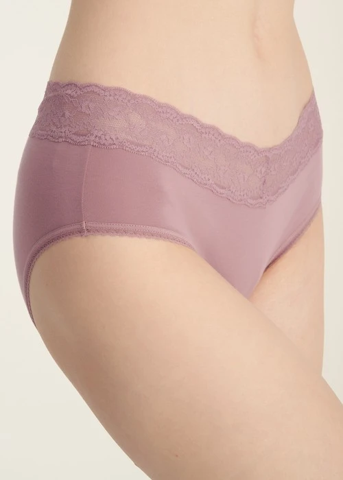 XXL Hygiene Series．High Rise Cotton V Lace Waist Brief Panty（Nostalgia Rose）