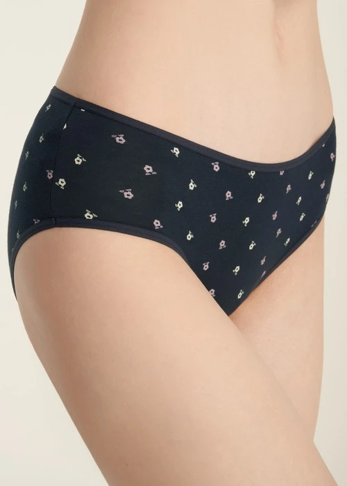 抗菌系列．細邊中腰三角內褲（釉瓷藍-小福花雨）