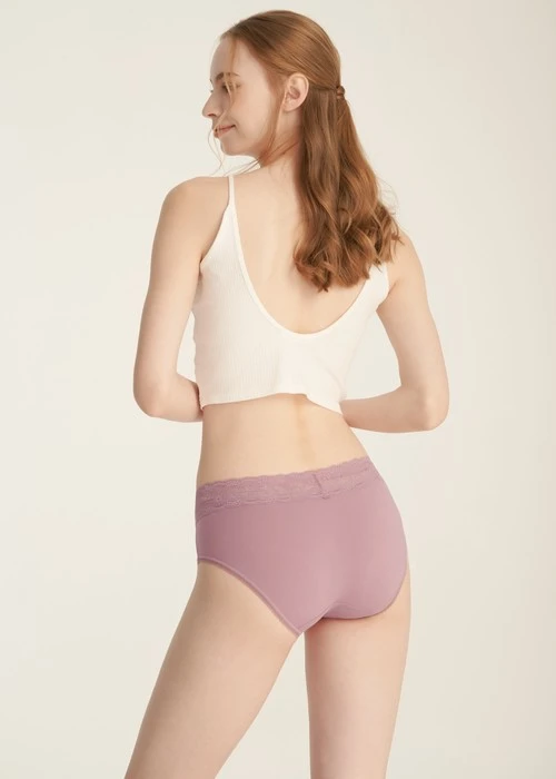 XXL Hygiene Series．High Rise Cotton V Lace Waist Brief Panty(Nostalgia Rose)