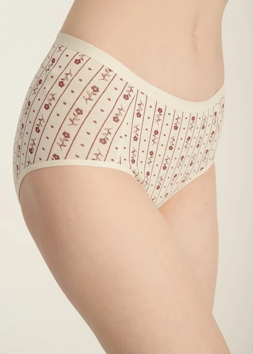 XXL 抗菌系列．高腰三角內褲（蛋奶白-紅梅心語）