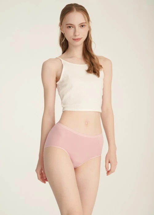 XXL 抗菌系列．超高腰三角內褲(蜜桃粉-刺繡燕子)