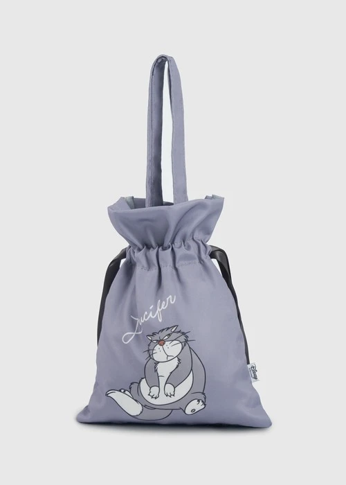 迪士尼貓狗系列．抽繩包袋(灰粉-瑪莉貓)