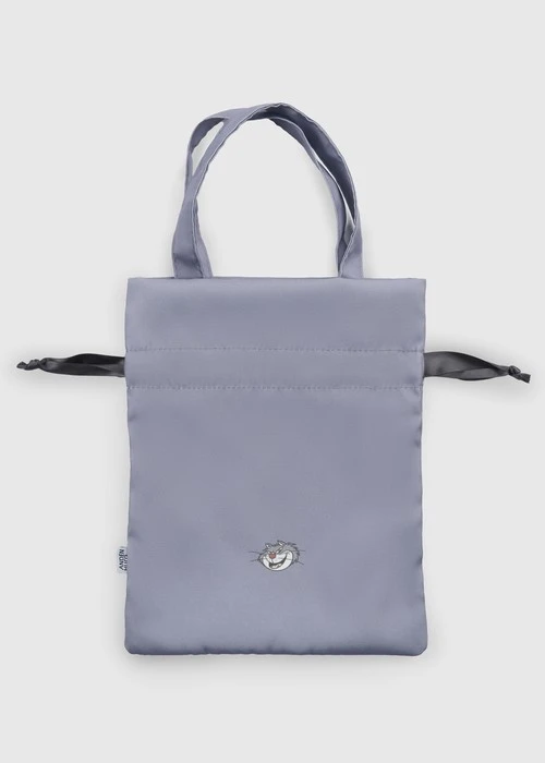 迪士尼貓狗系列．抽繩包袋(灰粉-瑪莉貓)