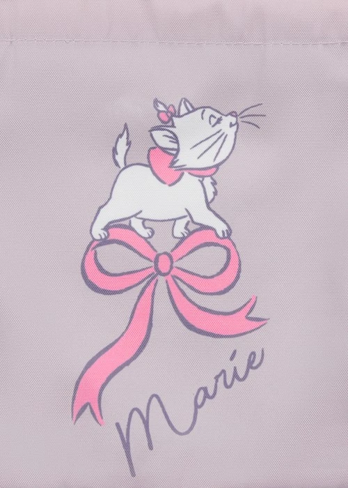 迪士尼貓狗系列．抽繩包袋(灰粉-瑪莉貓)