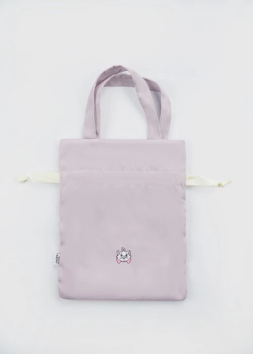 迪士尼貓狗系列．抽繩包袋(灰粉-瑪莉貓)