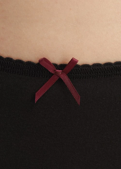 抗菌系列．花邊高腰三角內褲(黑-刺繡開運達摩)