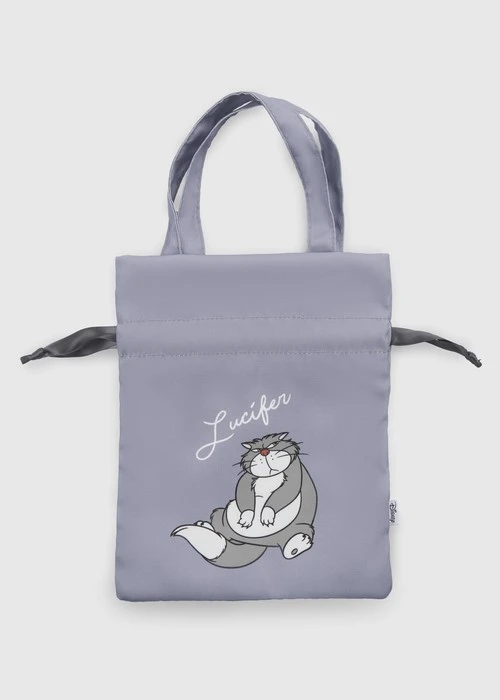 迪士尼貓狗系列．抽繩包袋(灰粉-瑪莉貓)