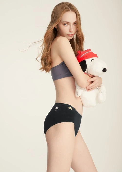 史努比系列．中腰三角內褲(復古丹寧藍-旋轉)