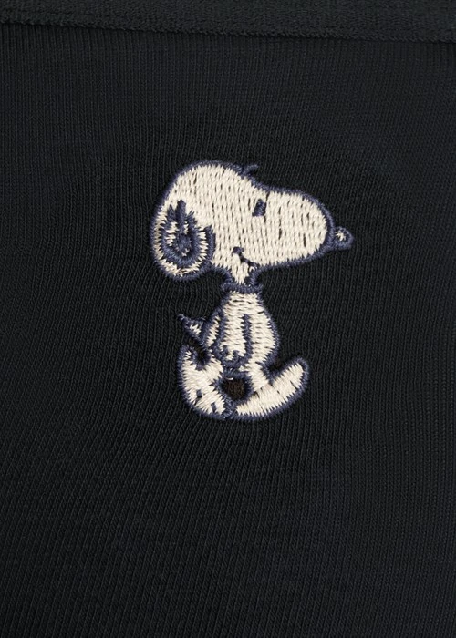 史努比系列．中腰三角內褲（黑-刺繡走路史努比）