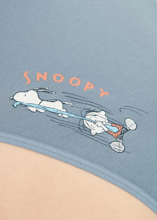 XXL 史努比系列．細邊中腰三角內褲（復古丹寧藍-小搗蛋）