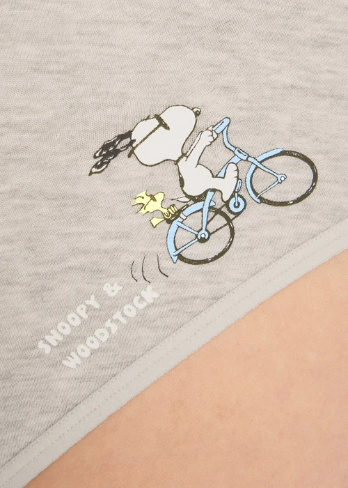 史努比系列．細邊中腰三角內褲(淺麻灰-腳踏車)