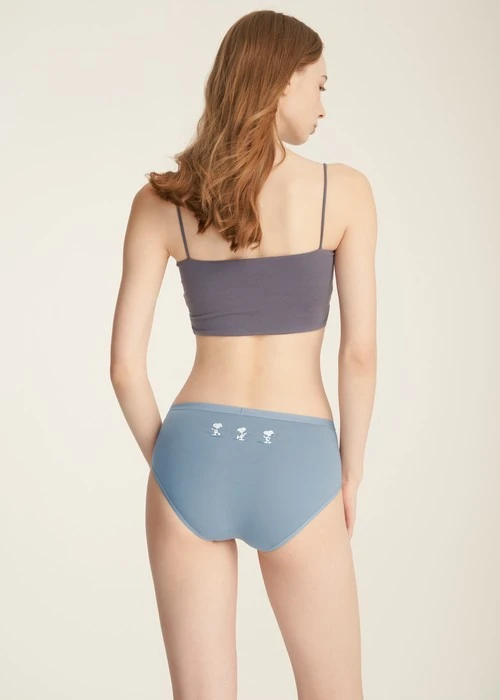 XXL SNOOPY  Series．Mid Rise Cotton Brief Panty（Ashley Blue）
