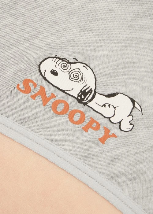 史努比系列．高腰生理褲（淺麻灰-暈倒）